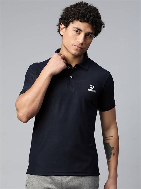 Men Navy Blue Polo Collar T Shirt Tom Burg