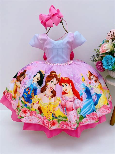 Vestido Infantil Das Princesas Colorido Tiara No Elo Samulica