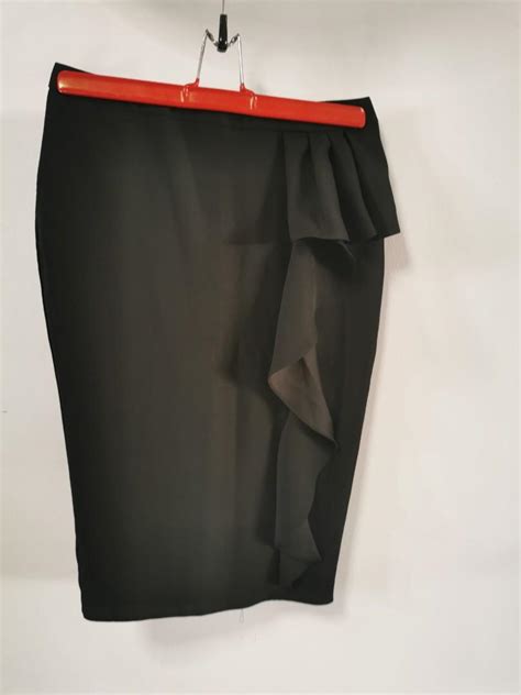 Asos Black Pencil Skirt With Waterfall Side Drape Womens Fashion