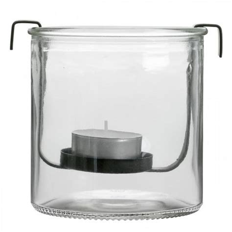 Floristik24 ch Windlicht Glas mit Teelichthalter Schwarz Metall Ø9H10cm