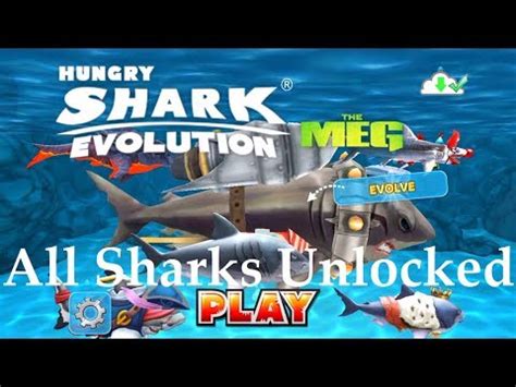 All Sharks Unlocked The Meg Skin Hungry Shark Evolution Youtube