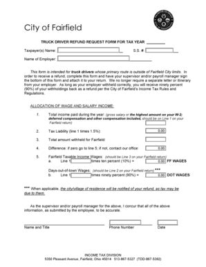 Fillable Online Fairfield City COMPLETE PRINT AND MAIL IN THIS FORM