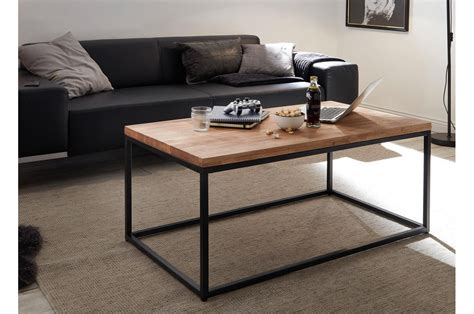 Table Basse Rectangulaire Bois Massif Et Métal 110 Cm Cbc Meubles