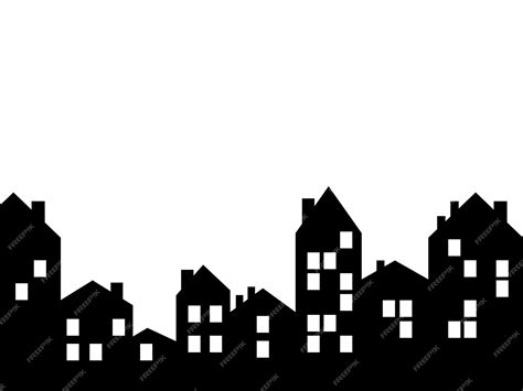 Premium Vector House Building Skyline Silhouette Illustration