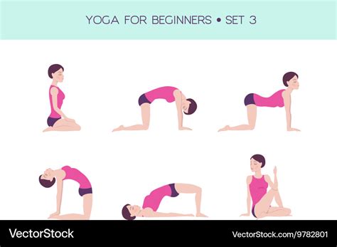 Yoga for beginners basic set Royalty Free Vector Image