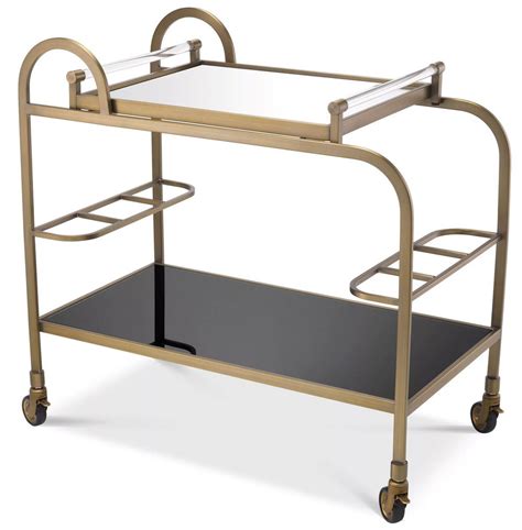 Casa Padrino Luxury Serving Trolley With Removable Tray Brass Black