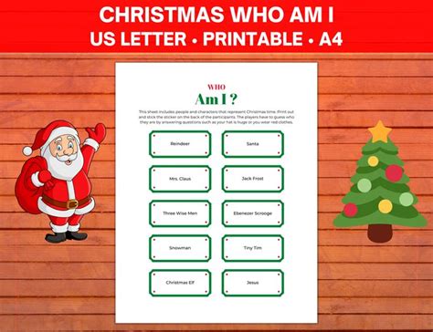 Santa Claus Who Am I Us Letter And Printable 4x4 Sheet For Kids