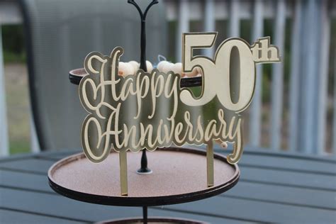 50th Anniversary Engraved Cake Topper Golden Anniversary Etsy In 2021 Golden Anniversary