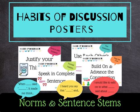 Habits Of Discussion Norm Sentence Stems Posters For Accountable Talk