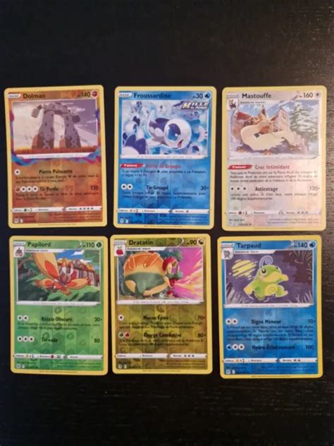 LOT DE 6 cartes Pokémon RARES REVERSE différents sets épée et bouclier