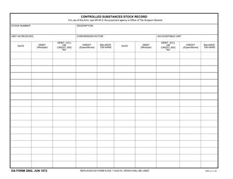 Da Form 3862 Controlled Substances Stock Record Forms Docs 2023