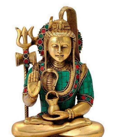 Brass Shiv Idol With Stone Work Brass Shiv Statue Shiv Murti Of Brass