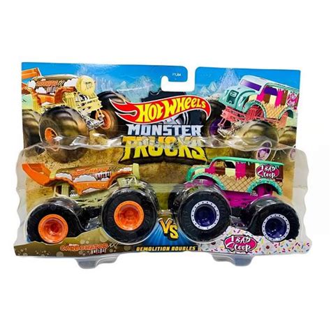 Carro Carrinho Miniatura Hot Wheels Monster Trucks Pacote Carros Carbonator Vs Bad Scoop