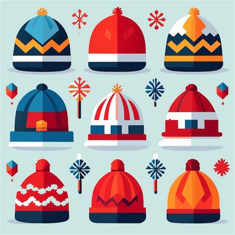Premium Vector Snow Cap Collection Set