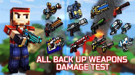 Pixel Gun 3d All Back Up Weapons Shots Damage Reloading Animations Youtube