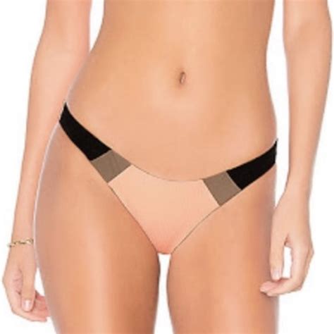 Pilyq Swim Nwt Pilyq Sandstone Color Block Teeny Bikini Bottoms