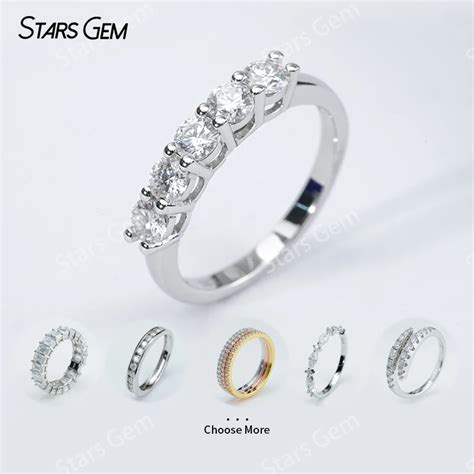 Кольцо Starsgem из серебра S925 с муассанитом | AliExpress
