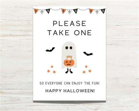 Please Take One Sign Halloween Printable Out Of Candy Sign Etsy Australia