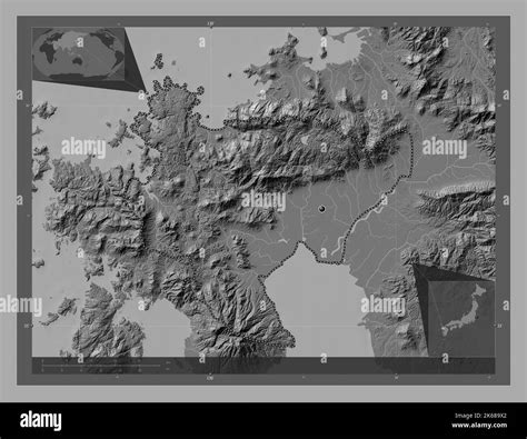 Saga Prefecture Of Japan Bilevel Elevation Map With Lakes And Rivers