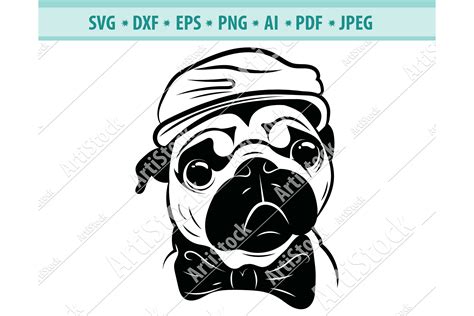 Pug Face Svg Pug In A Hat Svg Cute Pets Dxf Dog Png Eps 444429