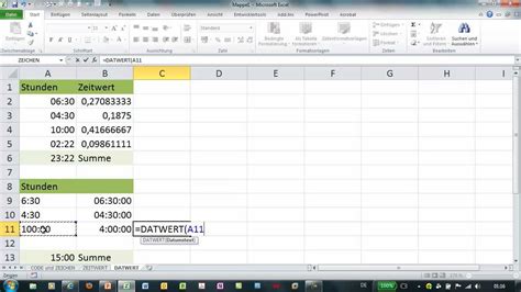 Excel Datwert Berechnung Von Zeiten Gr Er Stunden Im Textformat