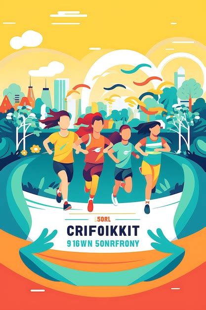 Illustration 5k Charity Run Community And Support Bright And Playful