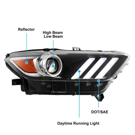 For Ford Mustang Hid Xenon Headlights Led Drl Black