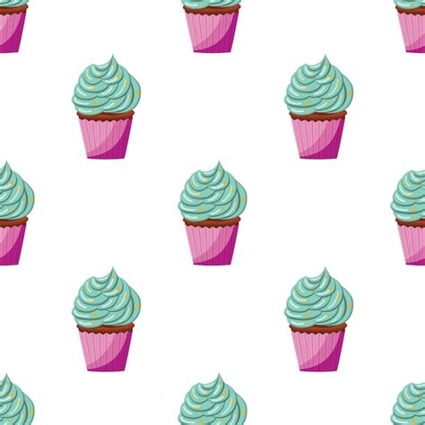 Motif Cupcake Sans Couture Avec Illustration Vectorielle De Cr Me Bleue