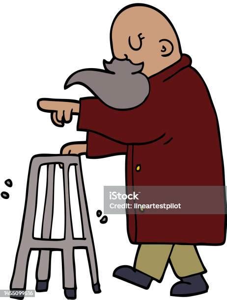 Cartoon Doodle Old Man Pointing Stock Illustration Download Image Now