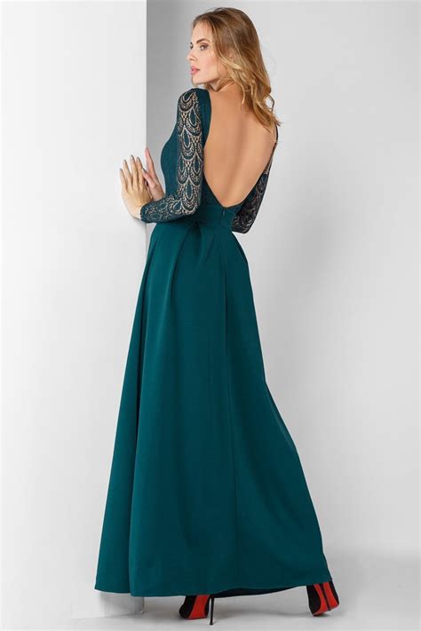 Rochie Lunga Cu Dantela Twiggy Shop KL30902 Verde Dimensiune 40 EU