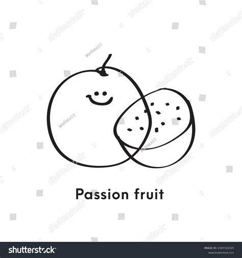 Cute Cartoon Fruit Passion Fruit Half Stock Vector Royalty Free