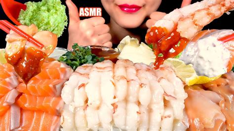 Tobiko Eggs Raw Shrimp Salmon Blood Clam Asmr Mukbang 날치알 생새우 연어 피조