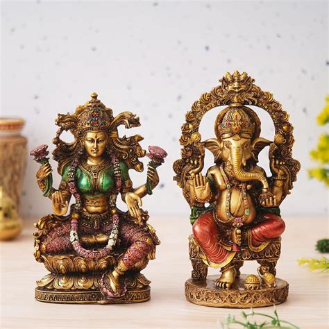 Buy Shyam Antique Creation Set Of Sitting Lakshmi Ganesha Murti Large