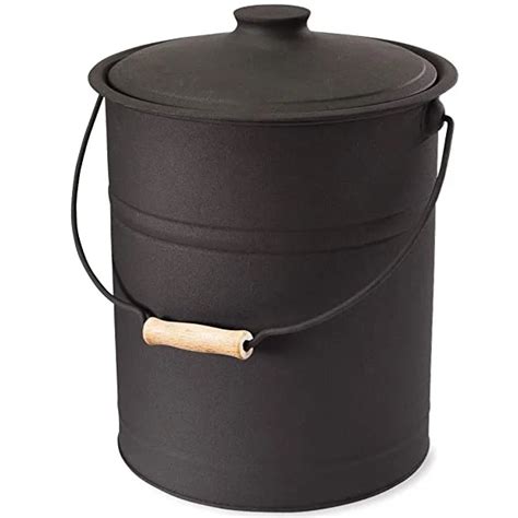 Iron Ash Bucket With Lid Coal Bucket For Fireplace Fire Pits Burning