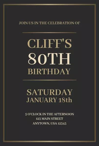 15 Free 80th Birthday Invitation Templates Photoadking