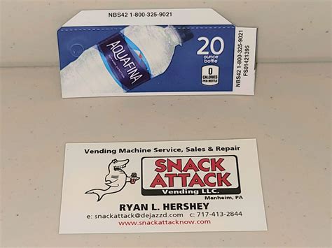 (1) Aquafina Water 20oz. Bottle Vending Label | Snack Attack Vending ...