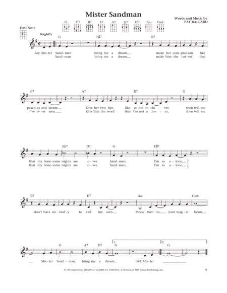 Mister Sandman From The Daily Ukulele Arr Liz And Jim Beloff By