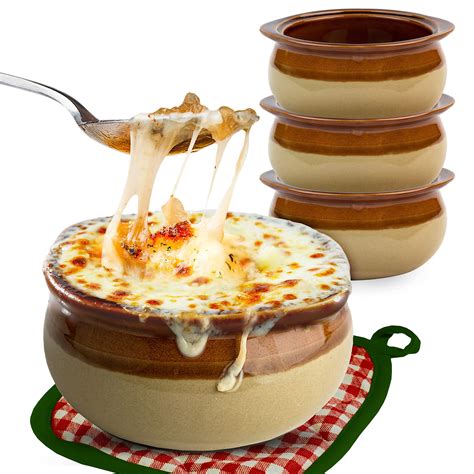 Stock Your Home Oz French Onion Soup Crock Pack Two Toned Brown