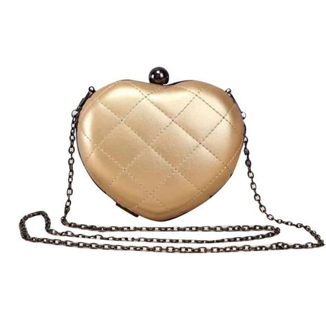 En Forme De Coeur Sac Cha Ne Mini P Ricardique Petit Sac Main D Or