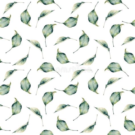 Watercolor Leaves Seamless Pattern Hand Painted Leaves Isolated On