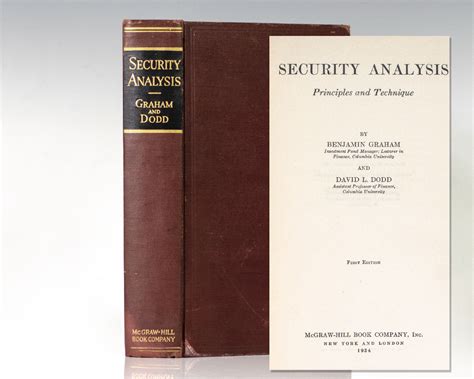 Security Analysis Benjamin Graham First Edition Signed Rare Book