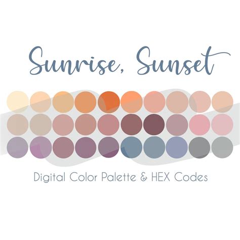 Sunrise Sunset Palette HEX Codes Procreate Palette Ipad | Etsy Canada