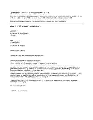 Voorbeeldbrief Verzoek Om Teruggave Servicekosten Doc Template Pdffiller