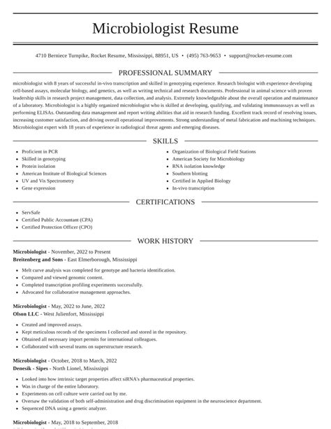 Microbiologist Resume Template