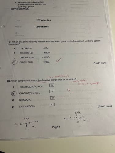 Exam Technique Nom Iso And Compounds Containing Carbonyl Groups