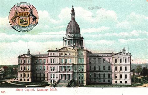 Vintage Postcard 1910 State Capitol Building Historical Lansing