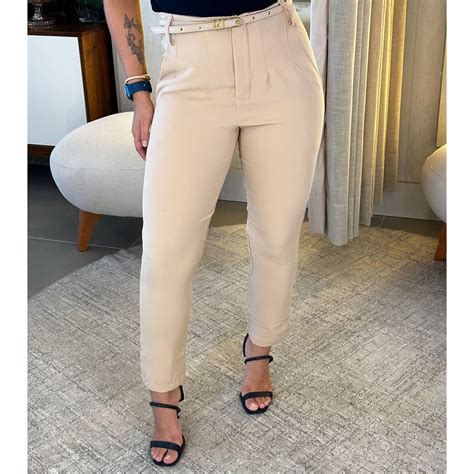 Calça Alfaiataria Cinto Nude Inovar Forever