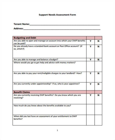 Free Needs Assessment Forms In Pdf Ms Word Excel