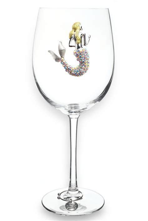 Mermaid Wine Glass Stemmed And Stemless Jeweled Wine Glasses