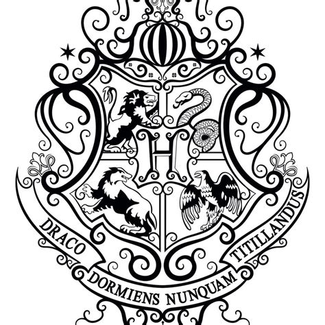 Harry Potter Hogwarts Coat Of Arms Bw Wall Art Digital Art